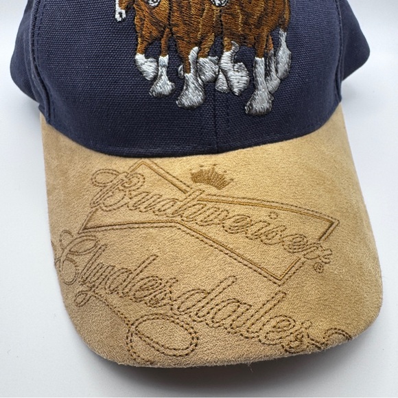 Budweiser Clydesdales Navy and Tan Horse Cap Vintage 90s Trucker Hat Beer - Picture 10 of 11